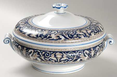 Florentine Dark Blue Rim (No Center Design) Round Covered Vegetable