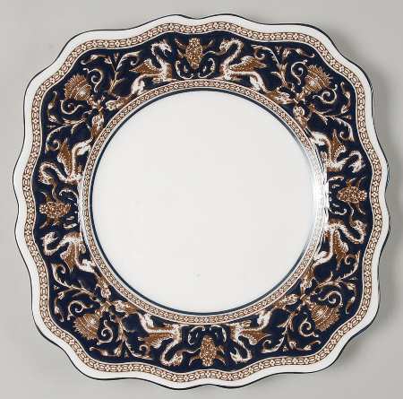 Florentine Dark Blue Rim (No Center Design) Square Luncheon Plate