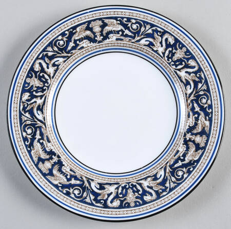 Florentine Blue (No Center Design, Black Trim) Dessert/Pie Plate