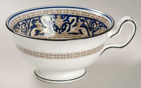 Florentine Blue (No Center Design, Black Trim) Footed Cup