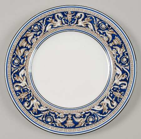 Florentine Blue (No Center Design, Black Trim) Salad Plate