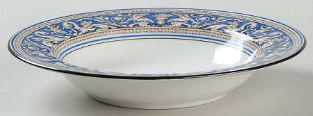 Florentine Blue (No Center Design, Black Trim) Rim Soup Bowl