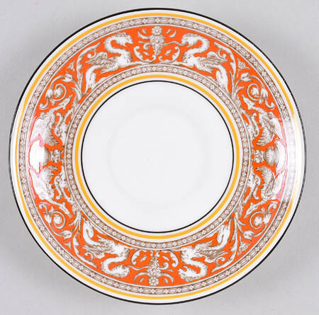 Florentine Orange (No Center Design, White) Saucer