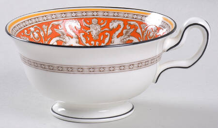 Florentine Orange (No Center Design, White) Footed Cup