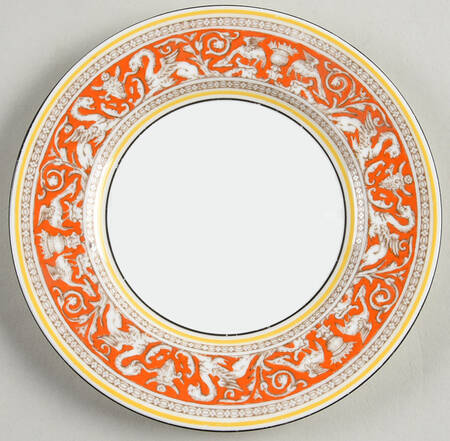 Florentine Orange (No Center Design, White) Bread & Butter Plate