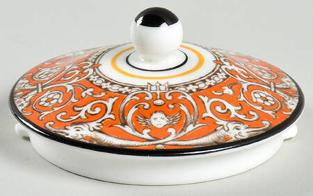 Florentine Orange (No Center Design, White) Lid for Small Teapot