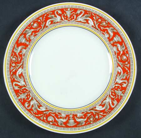 Florentine Orange (No Center Design, White) Luncheon Plate