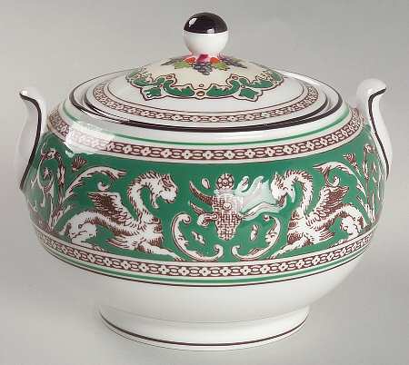 Florentine Green (Emerald, Fruit Center) Sugar Bowl & Lid