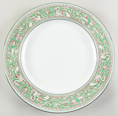 Florentine Green Rim (No Center Design, White) 13" Chop Plate (Round Platter)