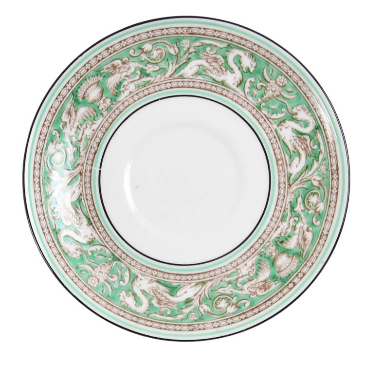 Florentine Green Rim (No Center Design, White) Saucer