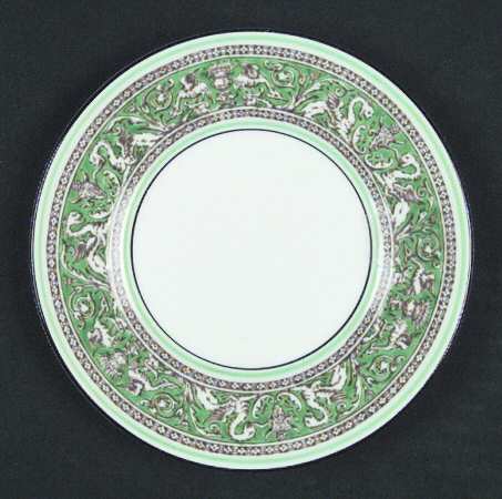 Florentine Green Rim (No Center Design, White) Bread & Butter Plate