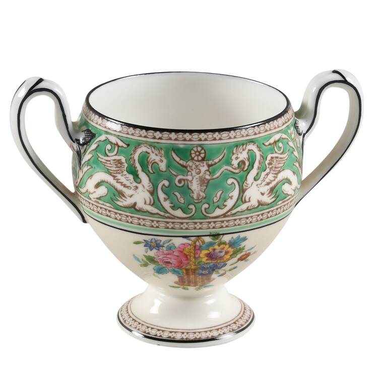 Florentine Green (Flower Basket Center) Sugar Bowl No Lid