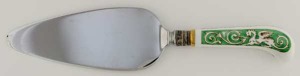 Florentine Green (Flower Basket Center) Pie & Cake Server with Stainless Blade