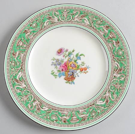 Florentine Green (Flower Basket Center) Luncheon Plate