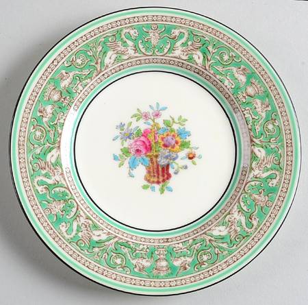 Florentine Green (Flower Basket Center) Bread & Butter Plate