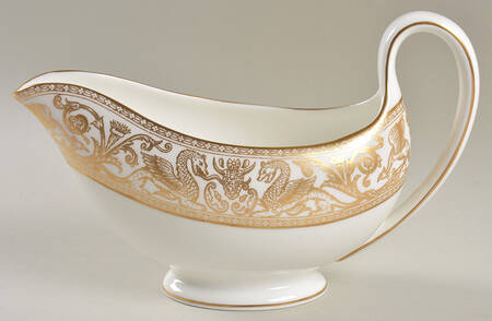 Florentine Gold (Gold Dragons, White) Gravy Boat