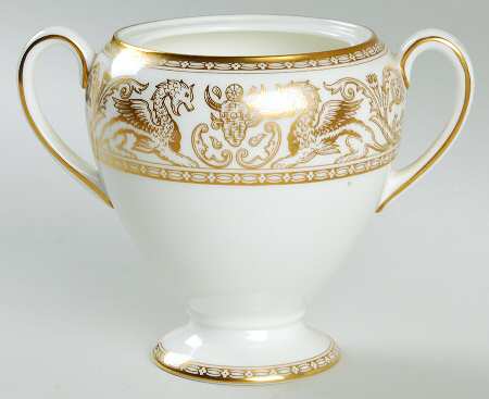 Florentine Gold (Gold Dragons, White) Globe Shape Sugar Bowl No Lid