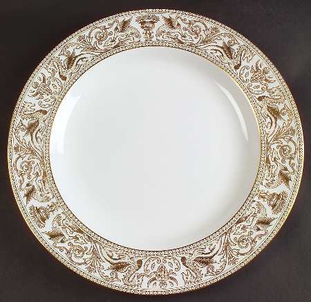 Florentine Gold (Gold Dragons, White) 13" Chop Plate (Round Platter)