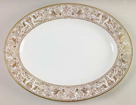 Florentine Gold (Gold Dragons, White) 17" Oval Serving Platter