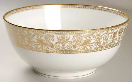 Florentine Gold (Gold Dragons, White) 9" Salad Serving Bowl