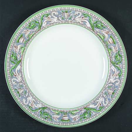 Florentine Gray and Green (No Center Design) 13" Chop Plate (Round Platter)