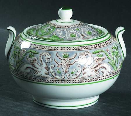Florentine Gray and Green (No Center Design) 146 Shape Sugar Bowl & Lid