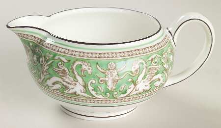 Florentine Green Rim (Floral Center, White Body) 146 Shape Creamer