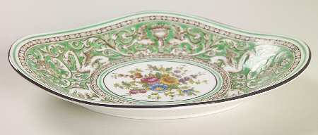 Florentine Green Rim (Floral Center, White Body) Relish