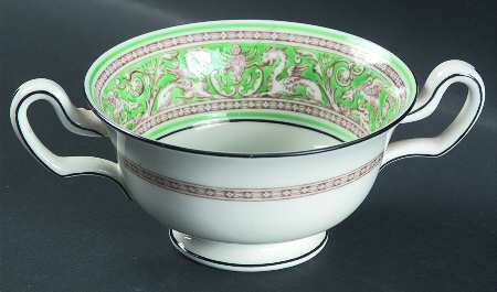 Florentine Green (Fruit Center, White Bkgd) Footed Cream Soup Bowl