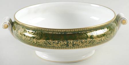 Florentine Dark Green Rim (No Floral Center) Round Vegetable No Lid
