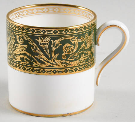 Florentine Dark Green Rim (No Floral Center) Bond Shape Demitasse Cup