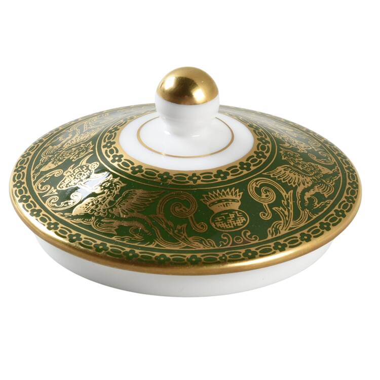 Florentine Dark Green Rim (No Floral Center) Lid for 146 Shape Sugar Bowl