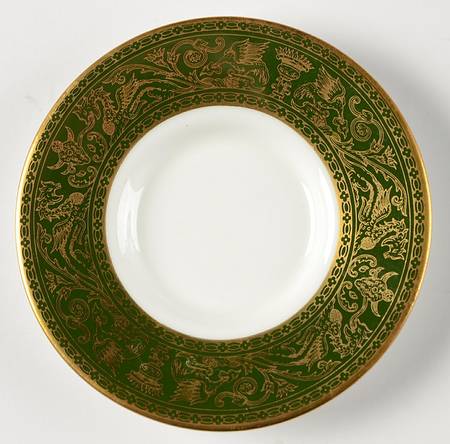 Florentine Dark Green Rim (No Floral Center) Saucer for Bond Shape Demitasse Cup