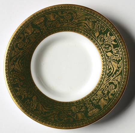 Florentine Dark Green Rim (No Floral Center) Saucer for Bond Shape Demitasse Cup