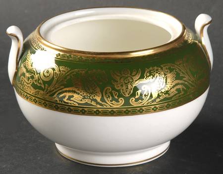 Florentine Dark Green Rim (No Floral Center) 146 Shape Sugar Bowl No Lid