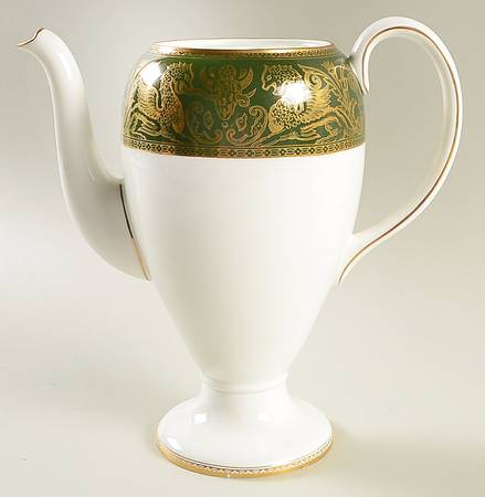 Florentine Dark Green Rim (No Floral Center) Coffee Pot No Lid