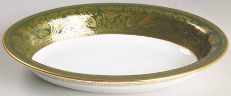 Florentine Dark Green Rim (No Floral Center) 10" Oval Vegetable Bowl