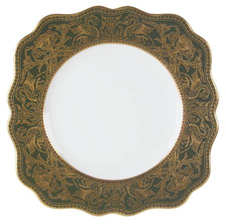 Florentine Dark Green Rim (No Floral Center) Square Luncheon Plate