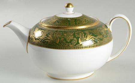 Florentine Dark Green Rim (No Floral Center) Teapot & Lid