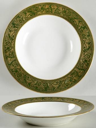 Florentine Dark Green Rim (No Floral Center) Rim Soup Bowl