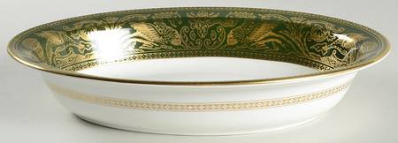 Florentine Dark Green Rim (No Floral Center) 10" Oval Vegetable Bowl