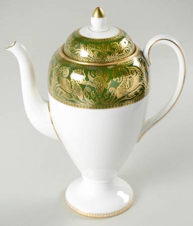 Florentine Dark Green Rim (No Floral Center) Coffee Pot & Lid