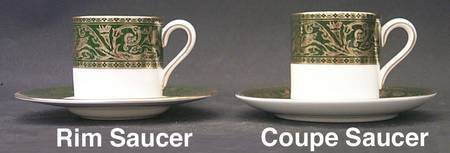 Florentine Dark Green Rim (No Floral Center) Bond Shape Demitasse Cup and Saucer Set