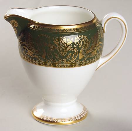 Florentine Dark Green Rim (No Floral Center) Globe Shape Creamer