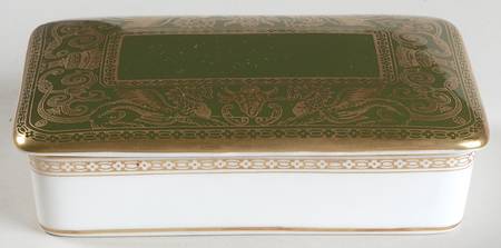 Florentine Dark Green Rim (No Floral Center) Cigarette Box & Lid