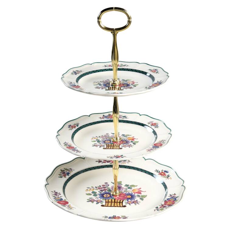 Floral (Scallop) 13 7/8"-14 1/4" 3-Tiered Serving Tray(DP,SP,BB) HC