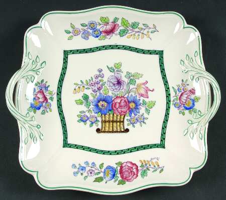 Floral (Scallop) Square Handled Cake Plate