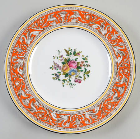 Florentine Coral (Red Flower Center) Luncheon Plate