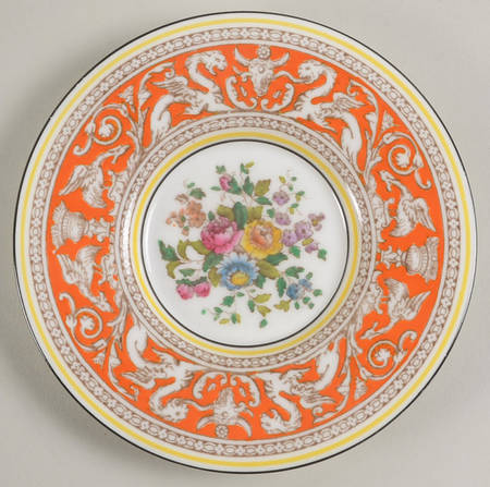 Florentine Coral (Red Flower Center) Saucer for Demitasse Cup
