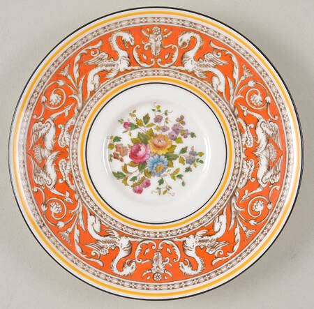 Florentine Coral (Red Flower Center) Saucer for Cream Soup Bowl